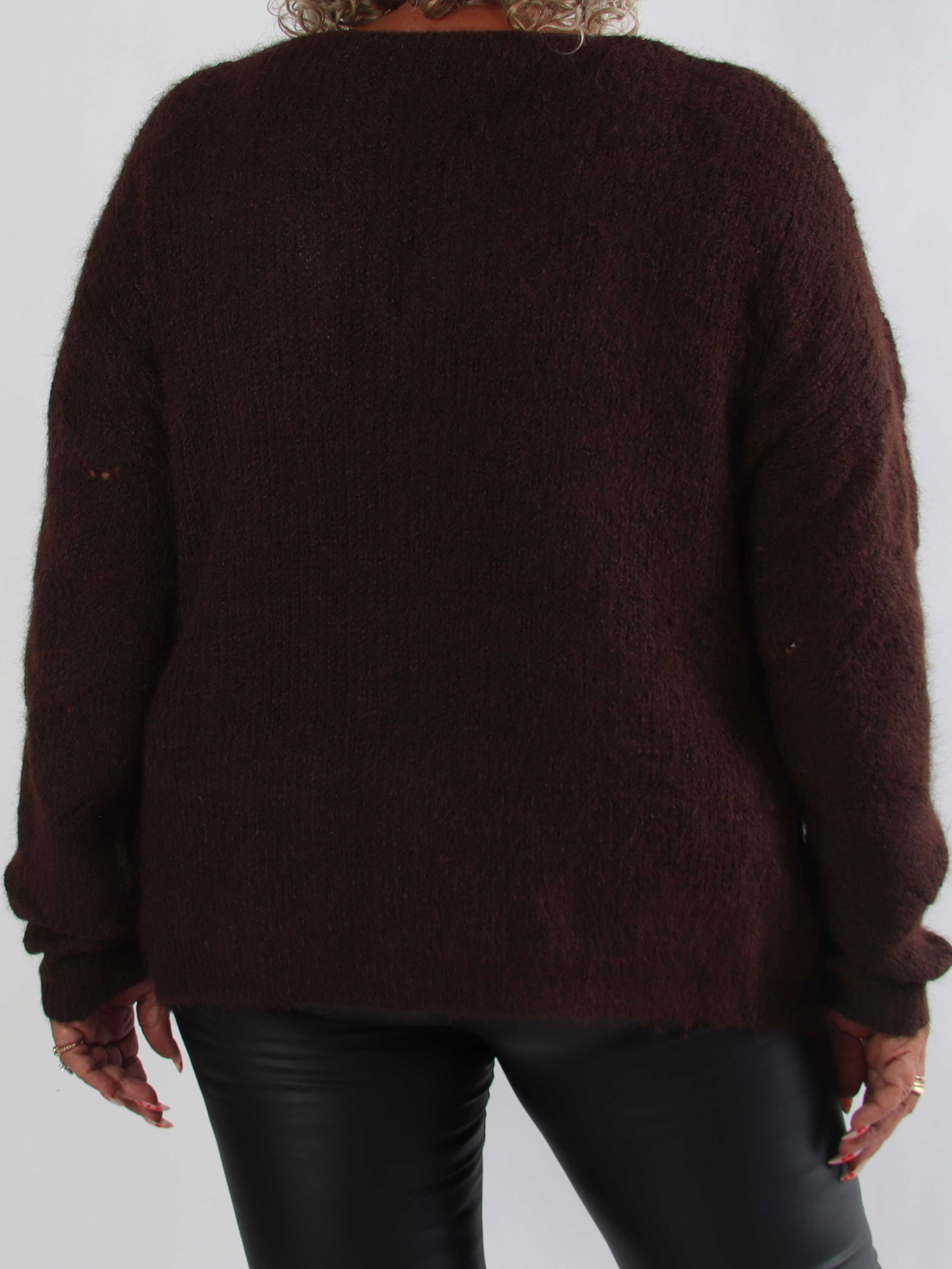 Sora - Blød og fluffy strikcardigan med fint hulmønster og knaplukning